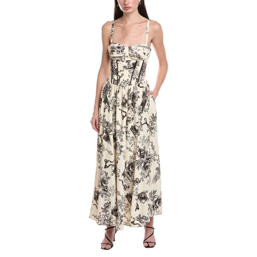 Maison Tara Womens  Printed Dress, White